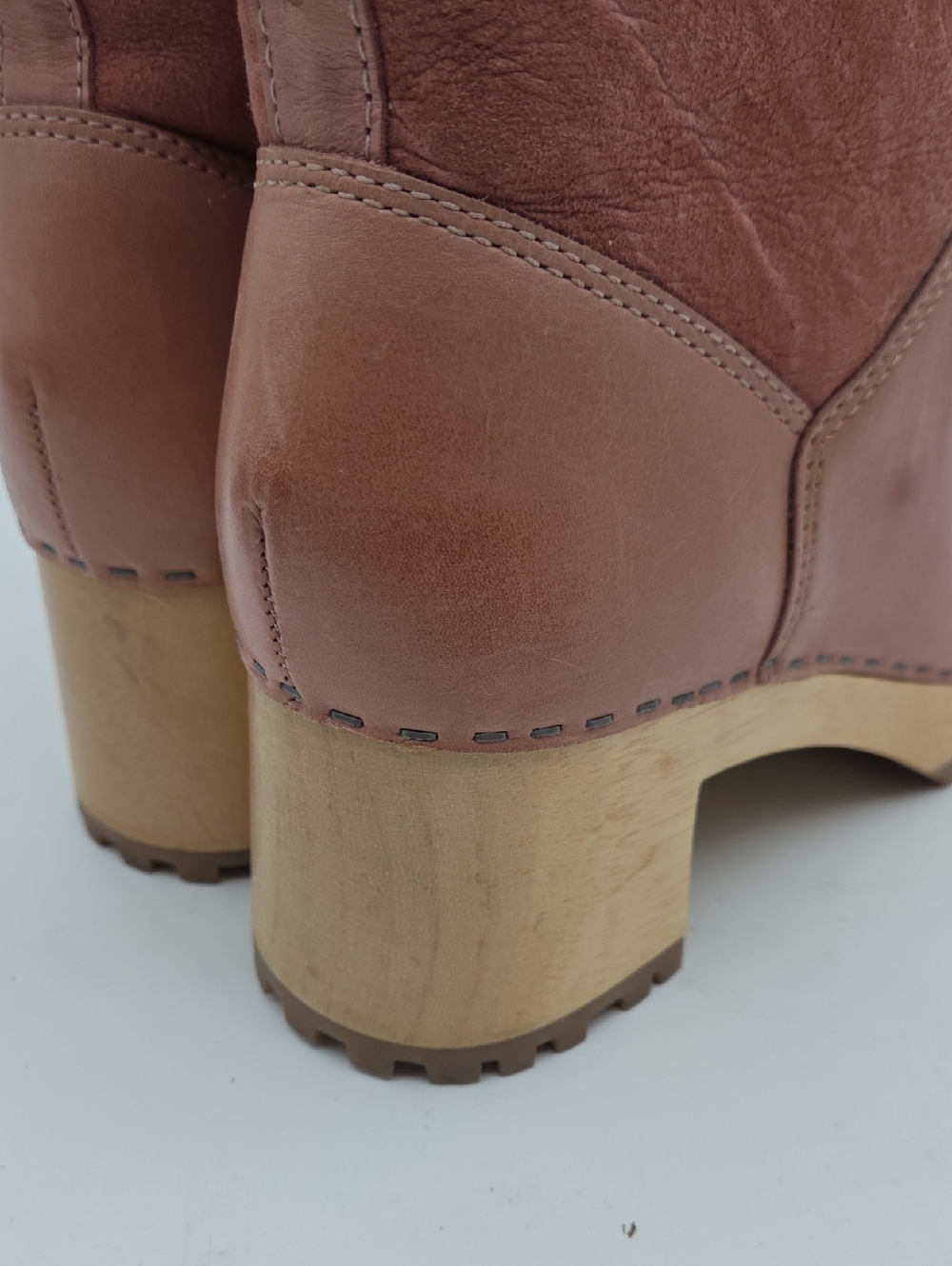 MIA Clogs Josi Black Leather Suede Heeled Shearling Lined Boots Size 8 - Picture 7 of 10